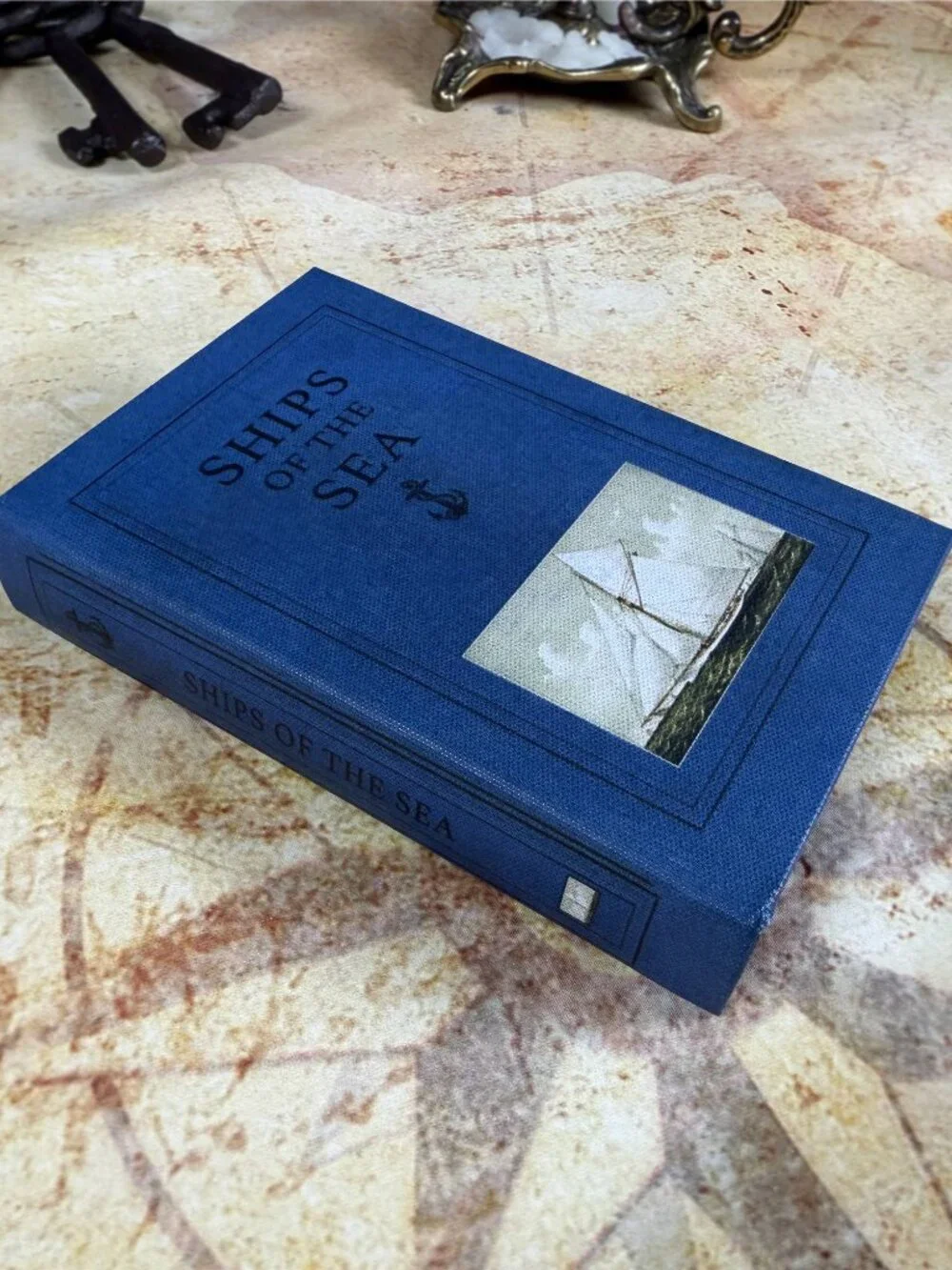 Ships of the Sea Decorative Book Storage Box | Nautical Hidden Storage